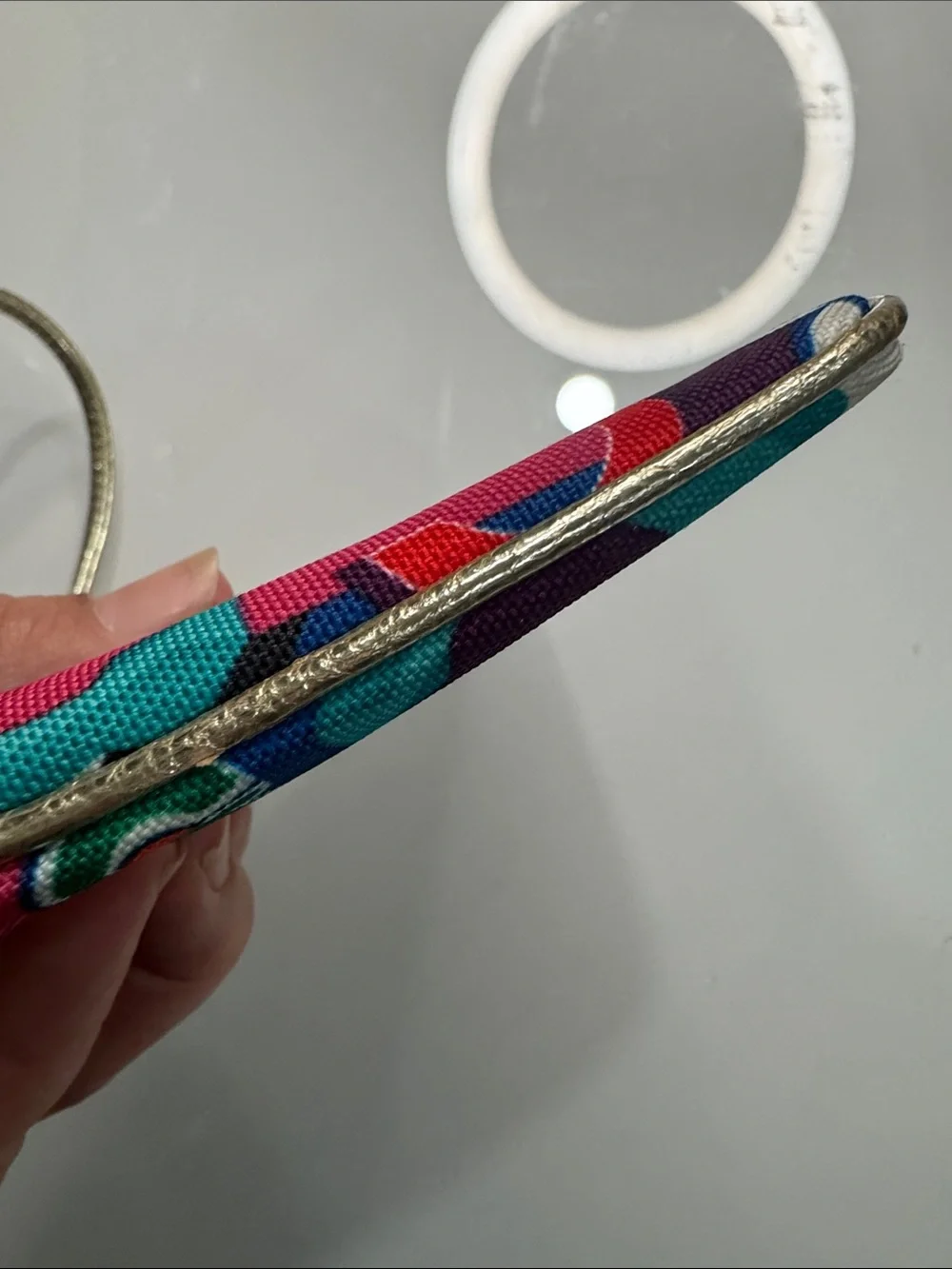 Coach Poppy Multicolor signature wristlet with gold accents and hangtag